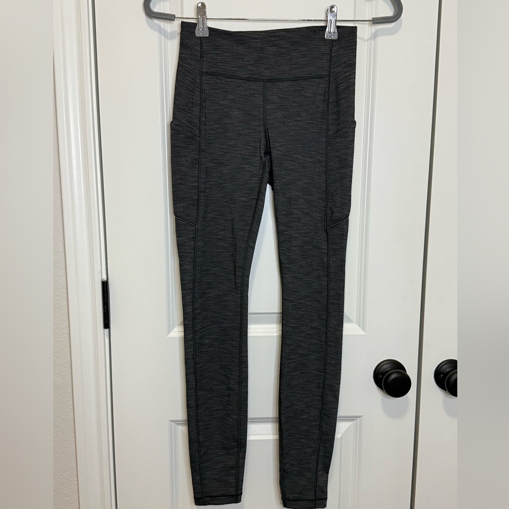 Lululemon Speed Up Tight In Heathered Black - Size 4